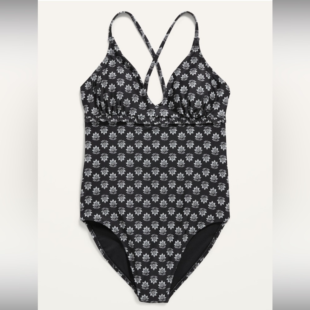 NWT V-Neck Ruffle Trim Swimsuit